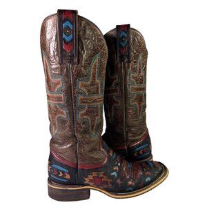 Women's Tin Haul South By SW Cowgirl Boots Wolf Sole Handmade Western Aztec 6.5